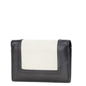 Celine Wallet Leather Black Bifold Frame Cream